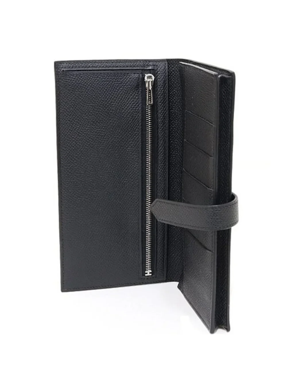Hermes Bearn Soufflet Monochrome Wallet Veau Madame So Black